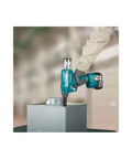 No Nonsense 18V Li Ion Brushless Rivet Gun With Compact Short Body Design for Cramped Workspaces and Knockout Pulling Power Cordless Hand Tool in use.