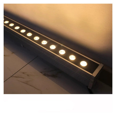 Top Shelf Cool White Six Thousand Kelvin Led Wall Washer Light For Indoors Outdoors Sleek Linear Floodlight illuminating a wall.