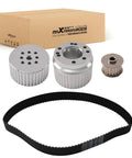 Hardcore Billet Gilmer Belt Drive Pulley Kit For Small Block Chevy 283 305 327 350 383 400 Featuring Chrome Alternator And Water Pump components including pulleys and belt.