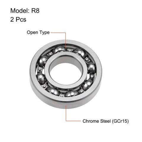 Hella Smooth R8 Ball Bearings 1/2 Inch Internal Diameter By 1 1/8 Inch Outer Diameter With 1/4 Inch Width Open Chromium Steel.