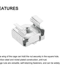 Tough As Nails M4 X 0.7mm Cage Nuts 50 Pack Snap Fit Carbon Steel Zinc Plated showing versatile clamp detail for server cabinets.