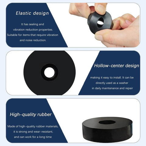 Heavy Duty Rubber Vibration Pads Kickstart Your Rig With This 8 Pack Of Black Insulation Washers featuring elastic hollow-center design.