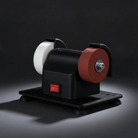 Hardcore Desktop Bench Grinder Featuring Dual Polishing Wheels And Slick Operation From A Rugged Copper Motor for honing.