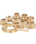Rock Solid Brass Router Template Bushing Guides 11 Piece Set showcasing precision brass bushings for woodworking tasks.