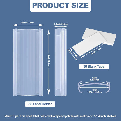 Clutch Wire Shelf Label Holders With Thirty Plastic Clip In Sleeves For Pain Free Pantry Organization And Zero Mess Retail Vibe snaps onto 1.25in metal racks.