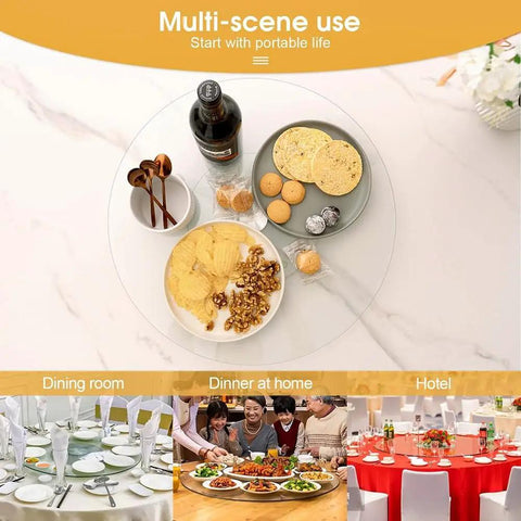 Top Shelf Tempered Glass Lazy Susan Turntable Featuring A Smooth As Butter 360 Degree Swivel Rotation for serving snacks at gatherings.