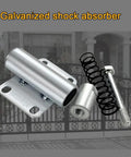 Straight Up Heavy Duty 4 Inch Spring Loaded Gate Casters Rock Solid Nylon Gate Wheels With Smooth Rolling Action Weather Resistant No Sagging Guarantee No Hassle Universal Mounting Plate Pack Of Two components set with galvanized shock absorber spring and hardware for gate installation.