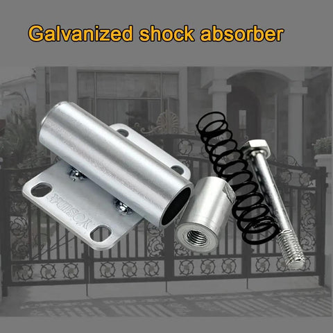 Straight Up Heavy Duty 4 Inch Spring Loaded Gate Casters Rock Solid Nylon Gate Wheels With Smooth Rolling Action Weather Resistant No Sagging Guarantee No Hassle Universal Mounting Plate Pack Of Two components set with galvanized shock absorber spring and hardware for gate installation.