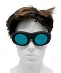 Premium Infrared Laser Safety Glasses Delivering Hefty Od 7 Plus Armor For 680 To 1100 And 1200 To 1380 Nanometer Waves worn by a mannequin.