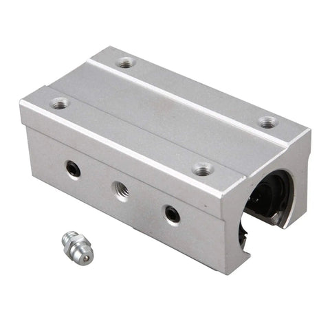Beefed Up SBR16LUU Linear Bearing Pillow Block Set For CNC And 3D Printer Upgrades, 16mm Inner Diameter, Aluminum Alloy, Durable Precision Hardware For DIY Machining And Tools, Includes 2 Pieces, silver block with mounting holes