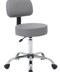 Be Well Medical Spa Style Adjustable Drafting Stool With Back Support, Ergonomic Gas Lift Office Chair, Durable Grey