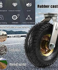 Pair Of Heavy Duty Industrial Caster Wheels Featuring Tough As Nails Pneumatic Tires For Dead Smooth Rollin Mobile Tool Cart Replacement With Shock Absorbing Grip Screws on rugged surface.