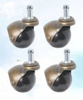 Four Pack Two Inch Ball Caster Wheels Antique Bronze Finish With Lockable Brakes And Buttery Smooth Glide Engineered For Slick Swivel Motion And Floor Friendly Replacement close-up view.