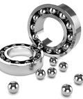 Professional Grade 25 Pack 1/4 Inch Chrome Steel G25 Precision Ball Bearings arranged with balls and rings, showcasing smooth durability.