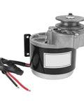 12V DC Geared Motor 250W With Belt Pulley Featuring Pure Copper Windings, side view showing wiring and build quality.