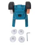 No Strings Attached Cordless Mini Bench Grinder With Dual 70mm Grinding Wheels Spinning At 5500 RPM For Sharpening And Polishing ready to use with suction cups.