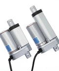 Top Rated DC 12 Volt Linear Actuator Featuring Variable Stroke Length And Rust Resistant Components for smooth automation. Silver dual actuators.