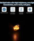 18 Pack E10 Miniature Screw Base Light Bulbs Delivering Hella Bright Warm Yellow Glow 4.8 Volt 2.4 Watt glowing in dark with features icons