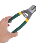 Heavy Duty Multi Function Wire Stripping Pliers And Cable Cutter Crimping Tool With Ergonomic Grip held in hand.