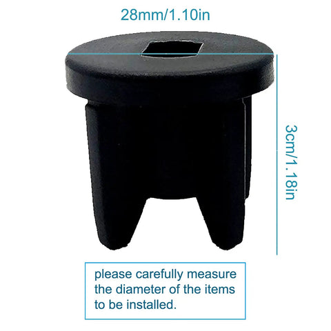 Premium Universal Replacement Clutch Plugs For Indoor Outdoor Roller Blinds And Window Shades Black 28mm Tube Connector side view showing dimensions.