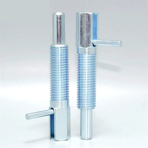 Solid As A Rock Stainless Steel Spring Loaded Indexing Plunger With Coarse Threads M6 M8 M10 M12 M16 Tough Lever Locating Pin for Precision Toolmaking, displayed from the front.