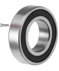 Heavy Duty 6005 2RS Deep Groove Ball Bearing Set 25X47X12mm Chromium Steel showing 12mm depth and rubber seal.