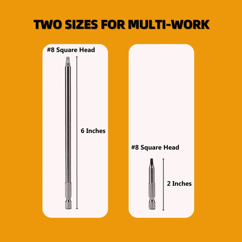 Kickass Pocket Hole Screw Driver Bit Set With 2 Inch And 6 Inch Square Drive Extensions shows two sizes of bits for woodworking.