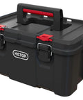 Front view of the Stack N Roll Modular DIY Toolbox For Home Projects, Lightweight Yet Durable, Water Resistant Black Organizer.