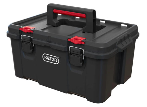Front view of the Stack N Roll Modular DIY Toolbox For Home Projects, Lightweight Yet Durable, Water Resistant Black Organizer.