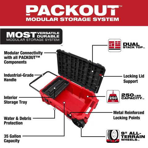 Rolling Chest Tool Packout System On Wheels For Quick Transport And Massive Storage 48 22 8428 Heavy Duty Organizer shown open