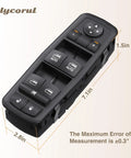 Driver Side Power Window Switch And Door Lock Button Replacement For 2011 To 2020 Chrysler 300, showing dimensions and buttons