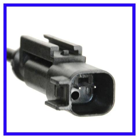 Close-up of a Top Shelf Front Wheel Bearing And Hub Assembly Pair Kit wire connector for driver and passenger side, durable black plastic.