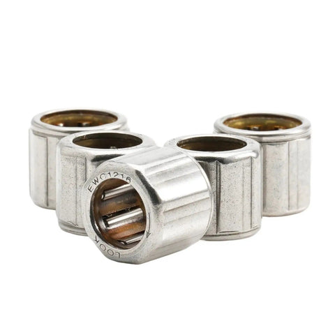 Heavy Duty One Way Clutch Needle Roller Bearings 12 By 18 By 16 Millimeter 5 Pack with smooth metallic finish and needle frame.