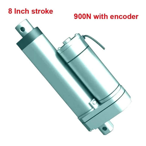 Built Tough Electric Linear Actuators With Inline Brake And Encoders Eight Inch 200Mm Travel Delivers 900 Newtons Of Serious Muscle Plays Nice With Dc 12 24 36 Or 48 Voltage For Hassle Free Installations, showing actuator design.