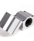 Five Pack Pro Grade SCS16UU Linear Motion Bearing Slides For CNC Parts And 3D Printer Parts, Model SCS16UU, Drop In Guide Rails, High Precision Bearings For Smooth, Quiet, Reliable Motion In Projects, silver SCS16UU linear bearing block with mounting holes