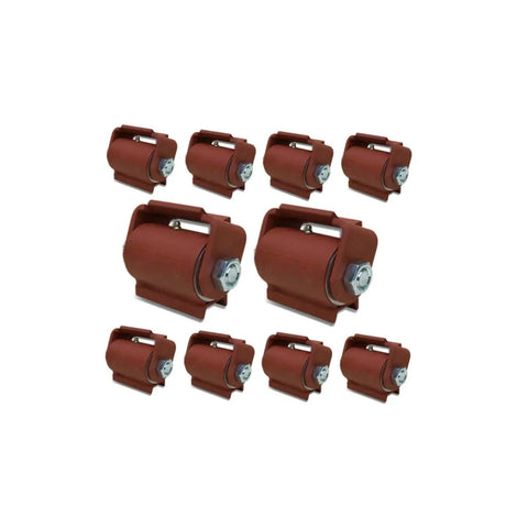 Heavy Duty Driveway Gate Hinge Round Mount With Grease Fitting And Roller Bearing Built Tough, pack of ten, red steel hinges.