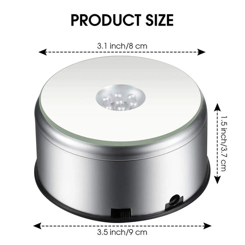 Rad Pair Of 2 Turntable Display Stands With Glowing 7 Color Led Bars 3.1 inch diameter showcase base for collectibles.