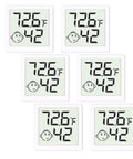 Six Pack Mini Humidity Meter Hygrometer Digital Temperature And Humidity Monitor For Home Office Garden And Basement Easy Readouts With Three Comfort Level Indicators, white ABS