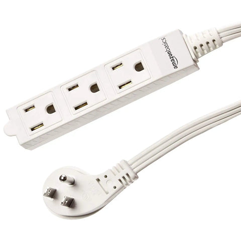 Two Pack Flat Plug Power Strips With Grounded Three Prong Outlets 3 Ft Indoor Extension Cords White Space Saving Design For Desks