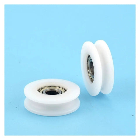 Heavy Duty Built Tough For Smooth Sailing This U Groove Sliding Door Roller, white plastic, smooth gliding mechanism.