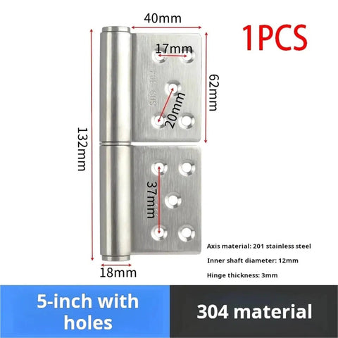 Rock Solid 5 Inch Stainless Steel Flag Hinge With Detachable Pin And 360 Degree Smooth Swing Heavy Duty Rust Busting Heat Resistant Door Hardware Built Tough For Any Weekend Warrior with measurements shown.