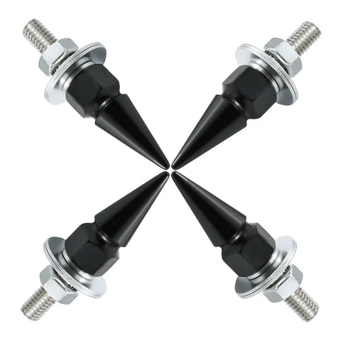 Spike License Plate Screws Fasteners 4 Piece Kit For Cars Trucks And Motorcycles Black Durable Rustproof Weatherproof