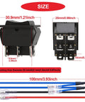 4 Pack Momentary Motor Polarity Reverse DPDT Rocker Switches 12V DC 20A 6 Pin 3 Position ON OFF ON dimensions and jumper wires