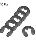 Four Millimeter External Retaining Clip E Clip Snap Ring Carbon Steel Black Oxide Finish 30 Pcs for Shafts and Mechanical Assemblies