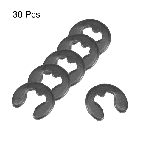 Four Millimeter External Retaining Clip E Clip Snap Ring Carbon Steel Black Oxide Finish 30 Pcs for Shafts and Mechanical Assemblies