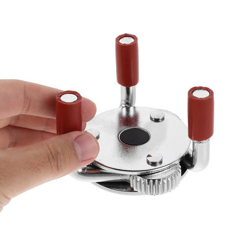 Professional Grade Smoke Transducer Extraction Tool and Heavy Duty Stainless Steel Head Replacement Hardware in hand showing durable metal design.