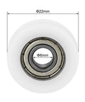 U696ZZ U Groove Ball Bearing Roller Guide Wheel 6 X 22 X 7 mm with double metal shield, chrome steel, ideal for DIY setups.