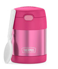 Insulated Kids Food Jar With Spoon 10 Oz Stainless Steel Vacuum Container Keeps Meals Hot Up To Five Hours And Snacks Cold All Day Pink BPA Free.