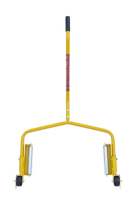 Rock Solid Heavy Duty Truck Wheel Dolly With 9 5 Inch Rollers Made For Low Profile Tires, yellow steel frame for tire assembly.