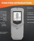 Stud Finder Wall Scanner LCD Display Audio Alarm Leveler Detector Tool features display showing scan modes and icons.